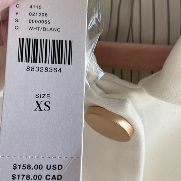 NWT Anthropologie Dolan Ponte White Military Blazer w/ Gold Buttons - Picture 5 of 12